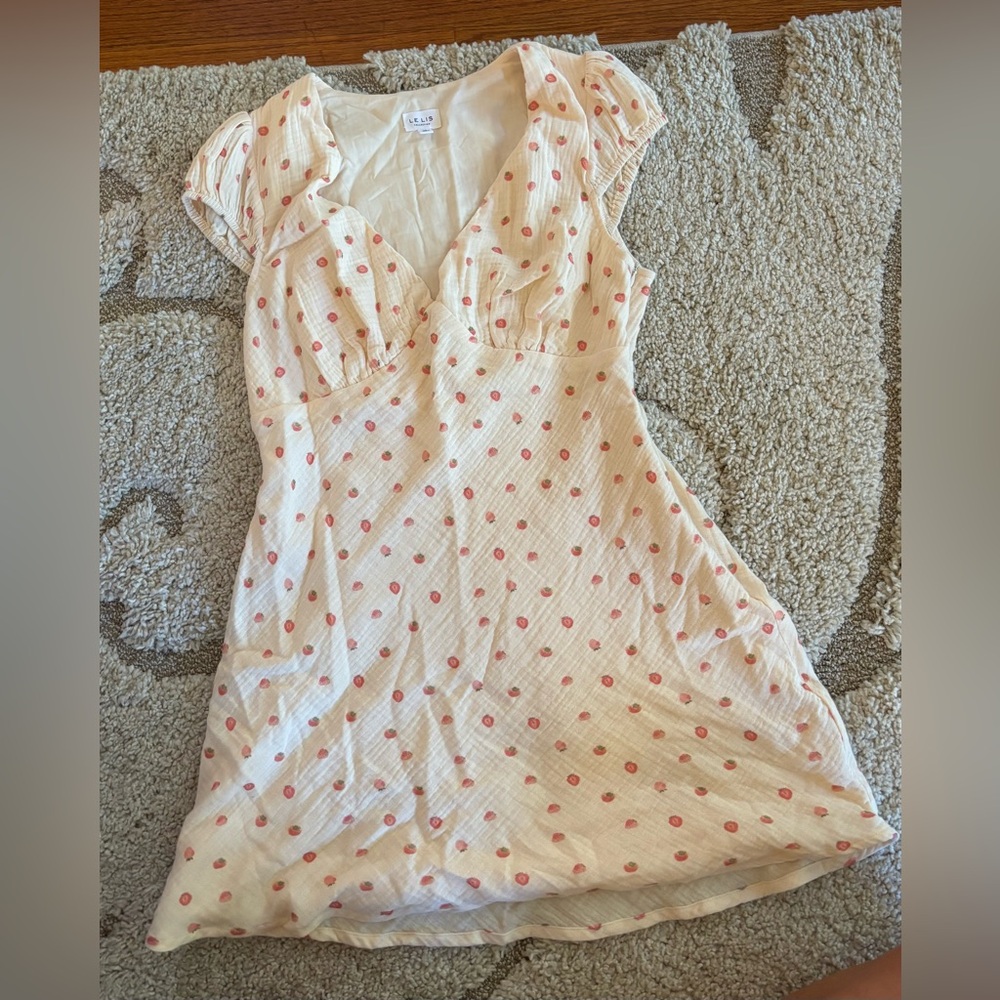 Cream Dress with Strawberries
